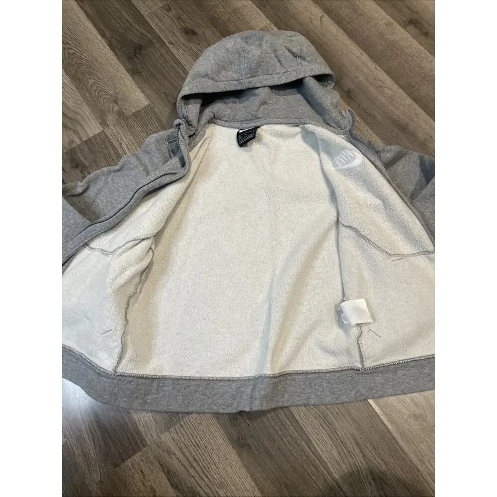 Nike Boys Sportswear Full Zip Gray Hoodie Sweatshirt Size Medium